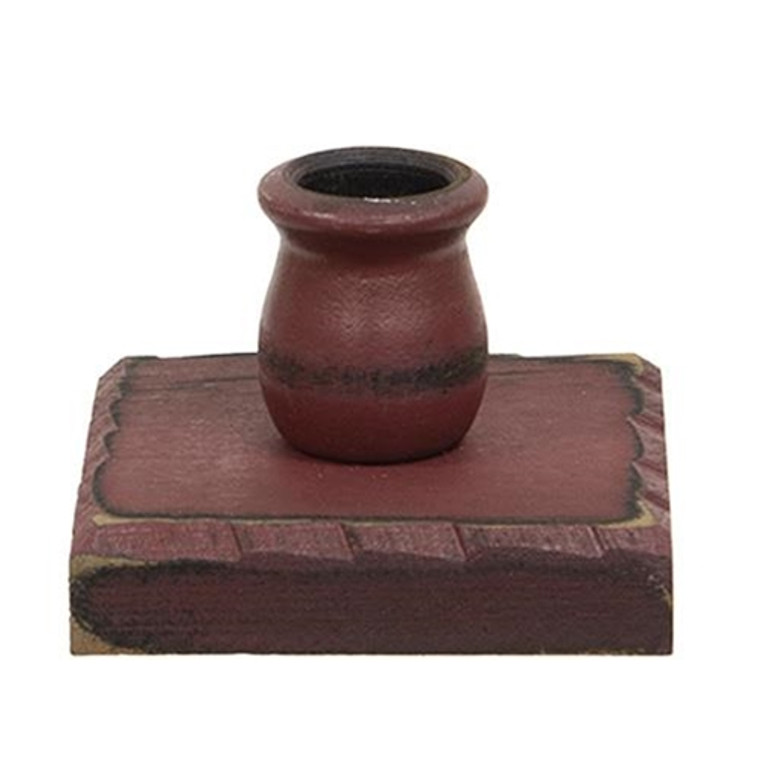 Distressed Red Wooden Square Taper Holder GBH04R By CWI Gifts