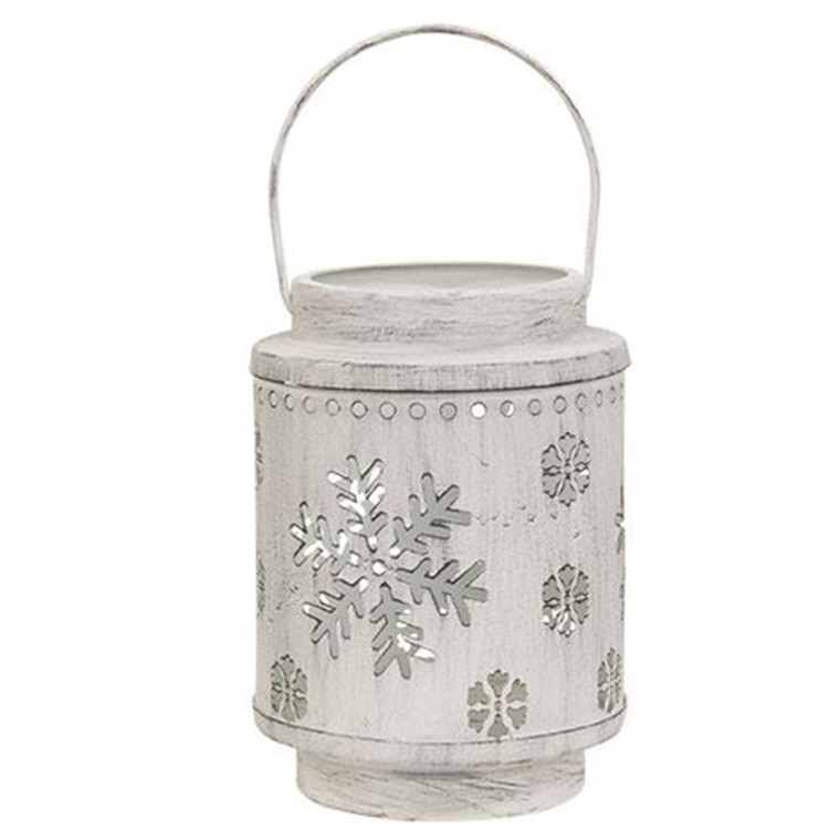 Shabby Chic Snow Metal Snow Flurry Lantern GC33227 By CWI Gifts