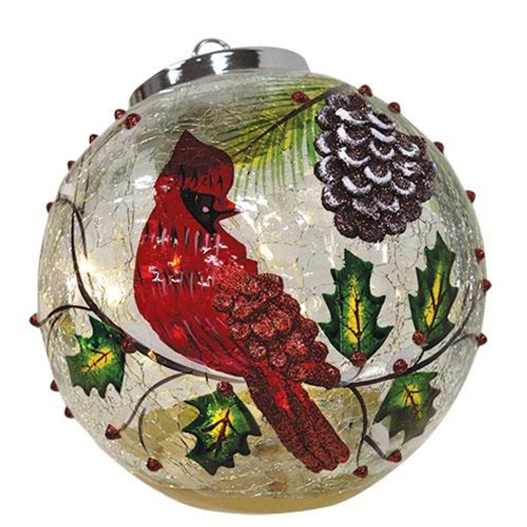 Winter Cardinal Light Up Ball Ornament GCHD907 By CWI Gifts