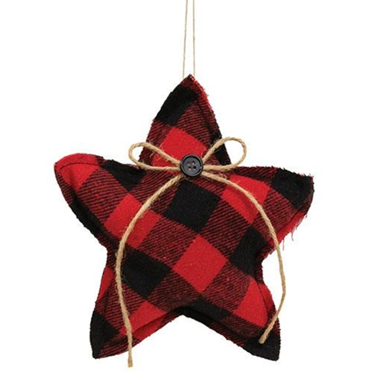 *Red & Black Check Stuffed Star Ornament GCS38472 By CWI Gifts