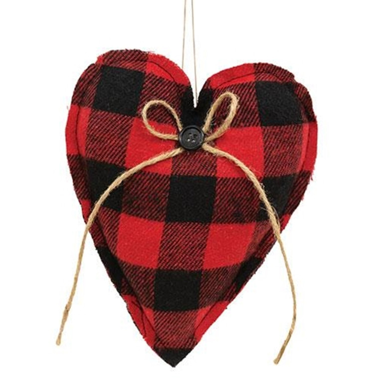 *Red & Black Check Stuffed Heart Ornament GCS38473 By CWI Gifts