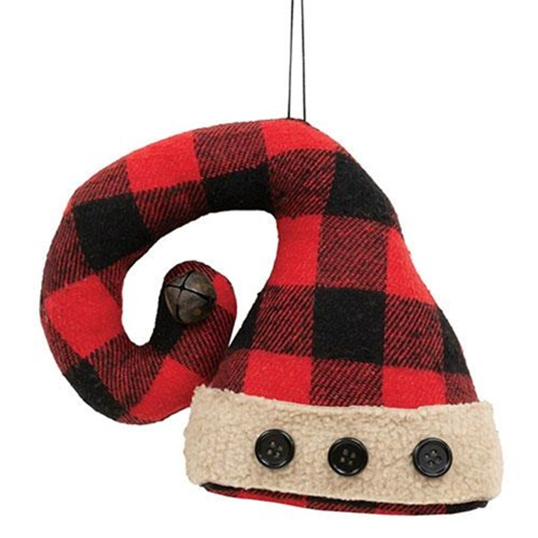 *Red & Black Check Stuffed Santa Hat Ornament GCS38476 By CWI Gifts