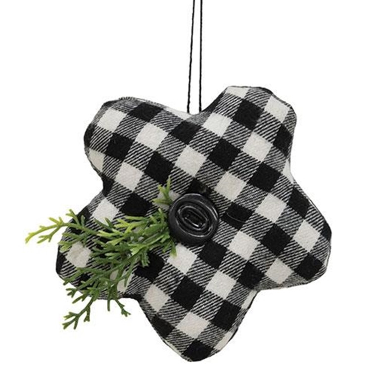 *Black & White Buffalo Check Stuffed Felt Flower Ornament GCS387022 By CWI Gifts