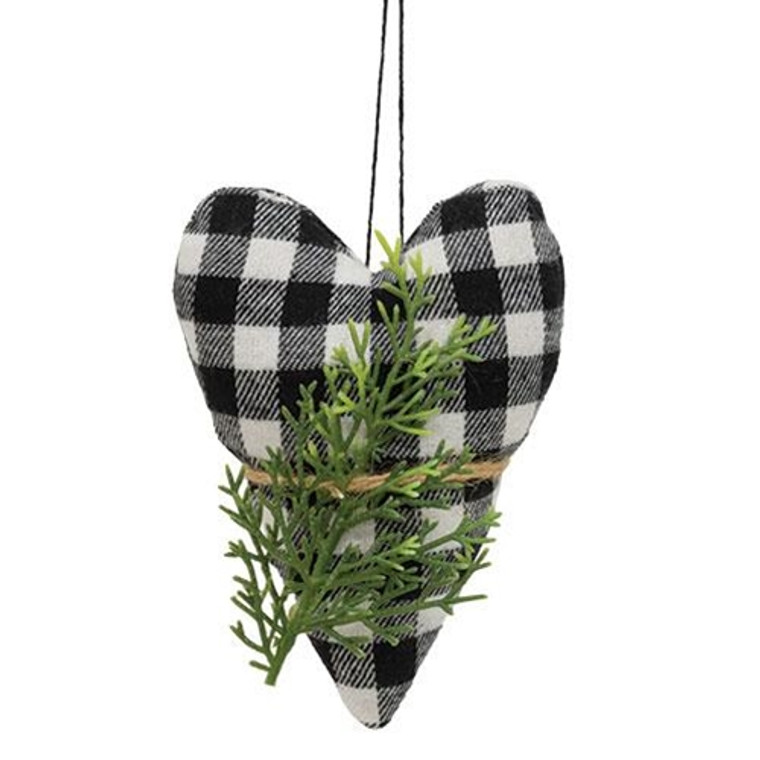 Black & White Check Stuffed Felt Heart Ornament GCS387023 By CWI Gifts