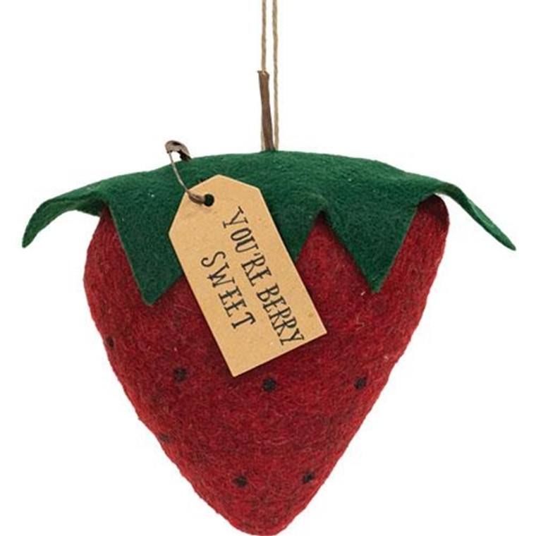 Stuffed Felt "You'Re Berry Sweet" Strawberry Ornament GCS38728 By CWI Gifts