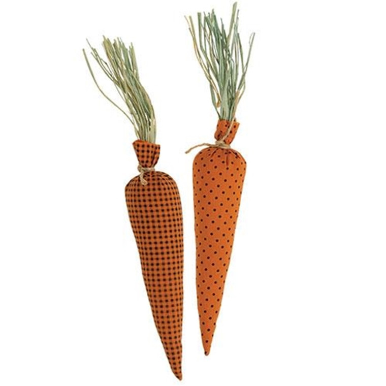 2/Set Orange & Black Polka Dot & Buffalo Check Carrots GCS38784 By CWI Gifts