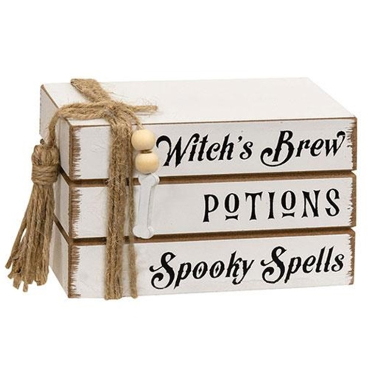 Witch'S Brew Potions Spooky Spells Mini Wooden Book Stack GH37180 By CWI Gifts