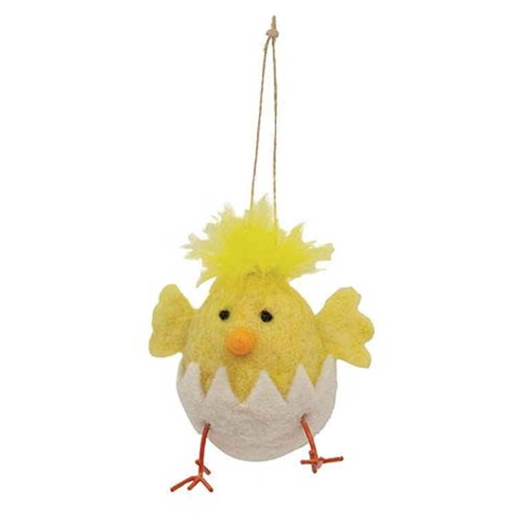 Fuzzy Yellow Chick Felted Ornament GHBY5001 By CWI Gifts