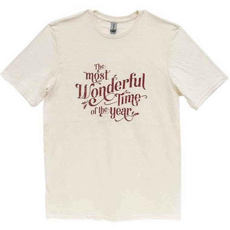 The Most Wonderful Time Of The Year T-Shirt Natural Large GL147L By CWI Gifts