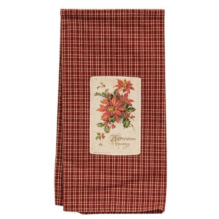 *A Christmas Greeting Poinsettia Dish Towel GRJ952 By CWI Gifts