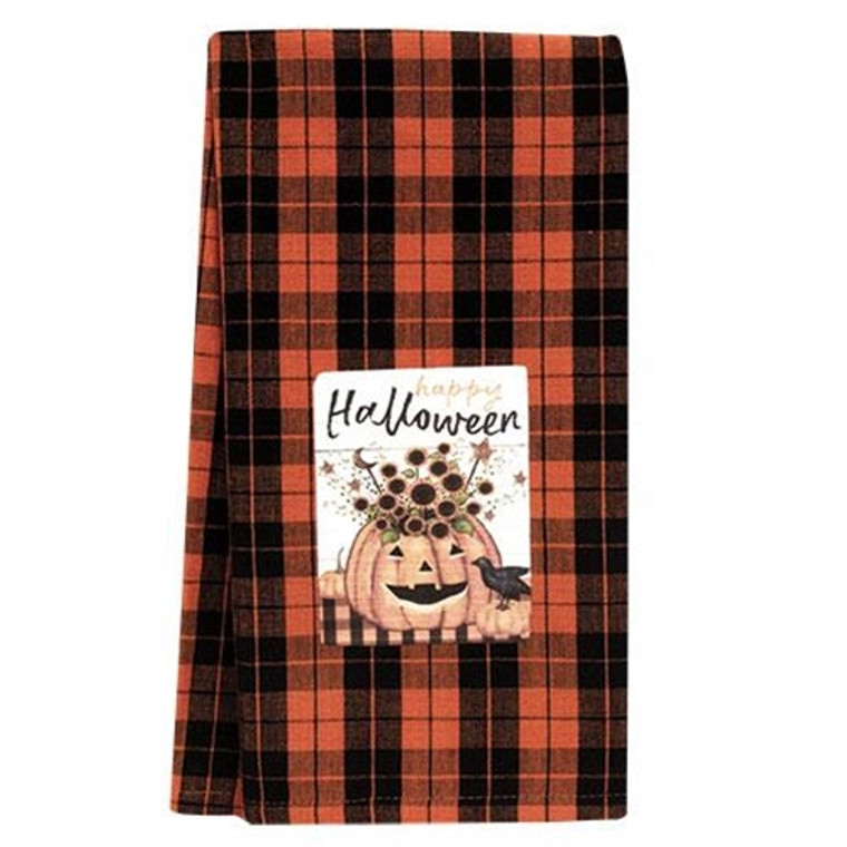 +Happy Halloween Sunflower Jack & Crow Dish Towel GRJ960 By CWI Gifts