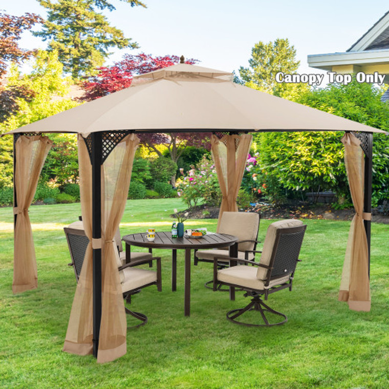 10 X 12 Feet Gazebo Replacement Top With Air Vent And Drainage Holes-Beige OP70382BE-A