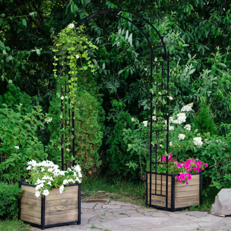 7.5 Feet Metal Garden Arch For Climbing Plants And Outdoor Garden Decor-Black NP11081DK