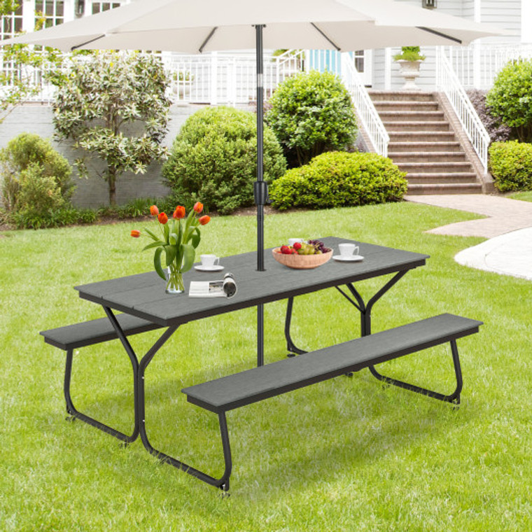 6 Feet Outdoor Picnic Table Bench Set For 6-8 People-Gray NP11192GR+