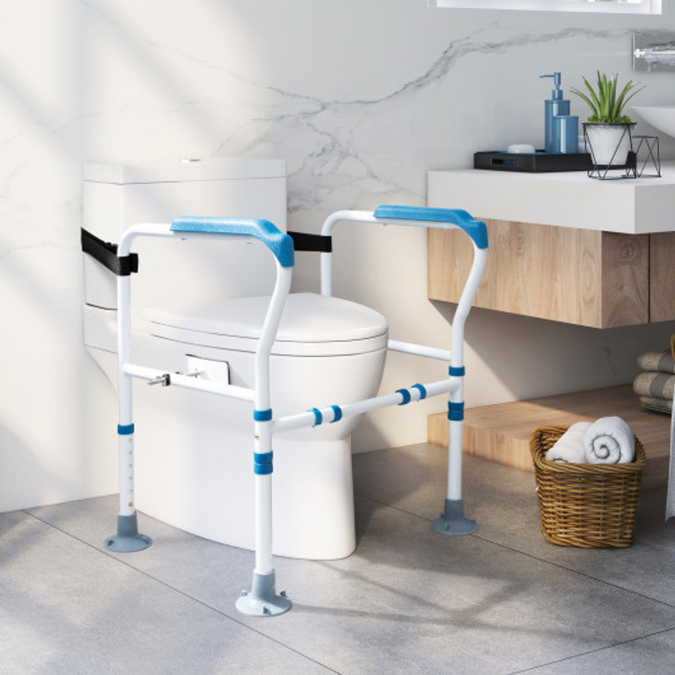 Toilet Safety Rail With Adjustable Height For Elderly-Blue JH10015BL