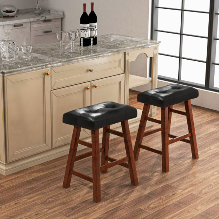 Set Of 2 Modern Backless Bar Stools With Padded Cushion-24 Inches JV10936-24