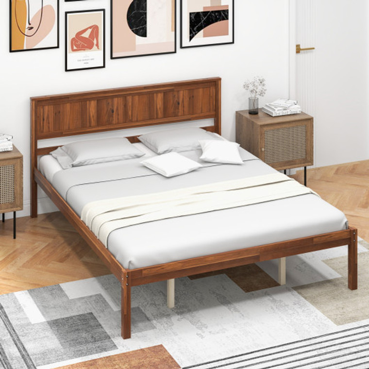 Twin/Full/Queen Size Bed Frame With Wooden Headboard And Slat Support-Queen Size HU10482BN-Q