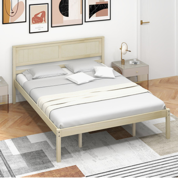 Twin/Full/Queen Size Wooden Bed Frame With Headboard And Slat Support-Queen Size HU10482NA-Q
