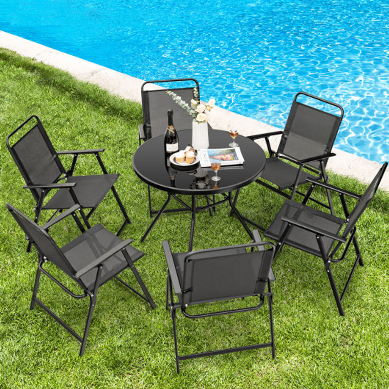 Set Of 2/4/6 Outdoor Folding Chairs With Breathable Seat-Set Of 6 NP11144DK-6