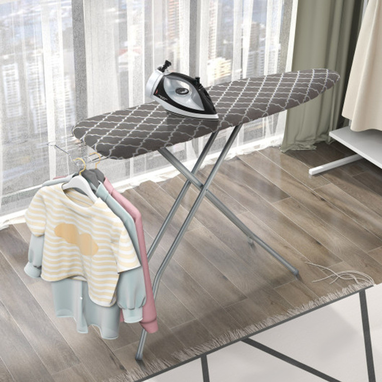 60 X 15 Inch Foldable Ironing Board With Iron Rest Extra Cotton Cover-Gray BA7876GR