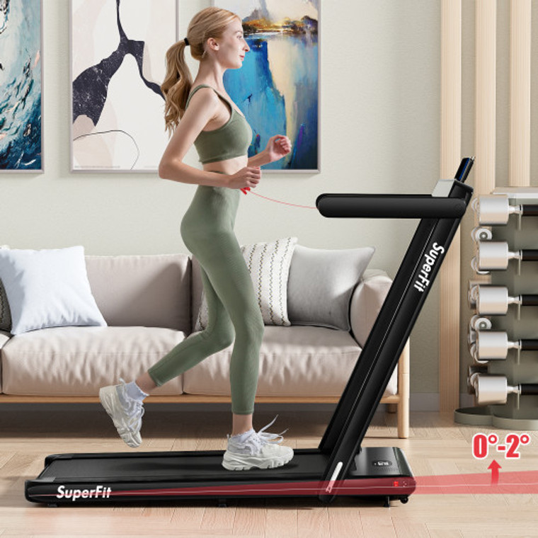 2.25Hp Folding Treadmill With Dual Led Display And Remote Control-Black SP37913US-BK
