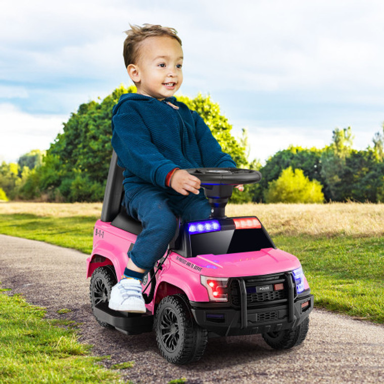 6V Kids Ride On Police Car With Real Megaphone And Siren Flashing Lights-Pink TQ10111US-PI