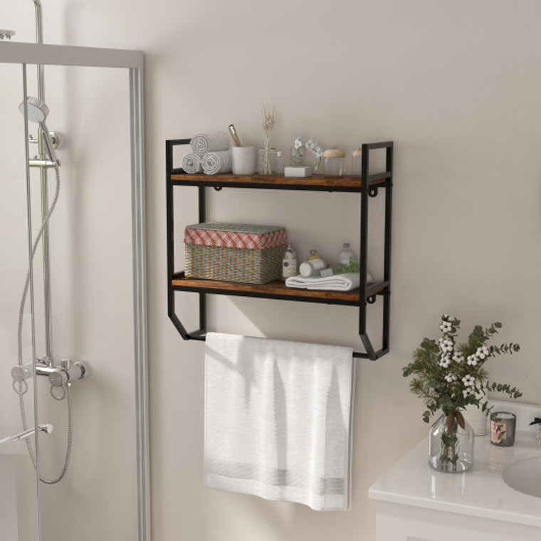 Over The Toilet Shelf Wall Mounted With Metal Frame For Bathroom JV10890