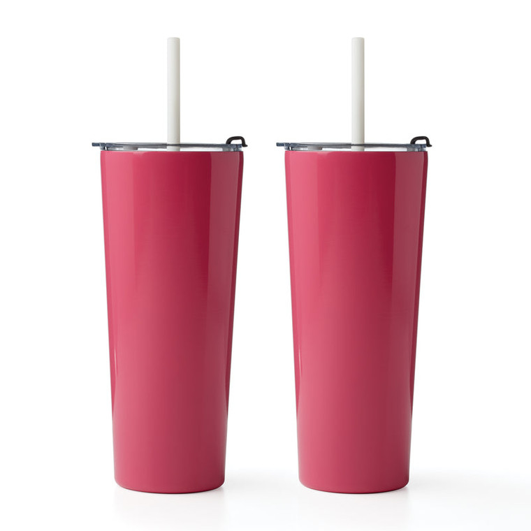 Lenox 24Oz Bright Pink Straw Tumbler Each - Set Of 2 EP85PNCB2DS
