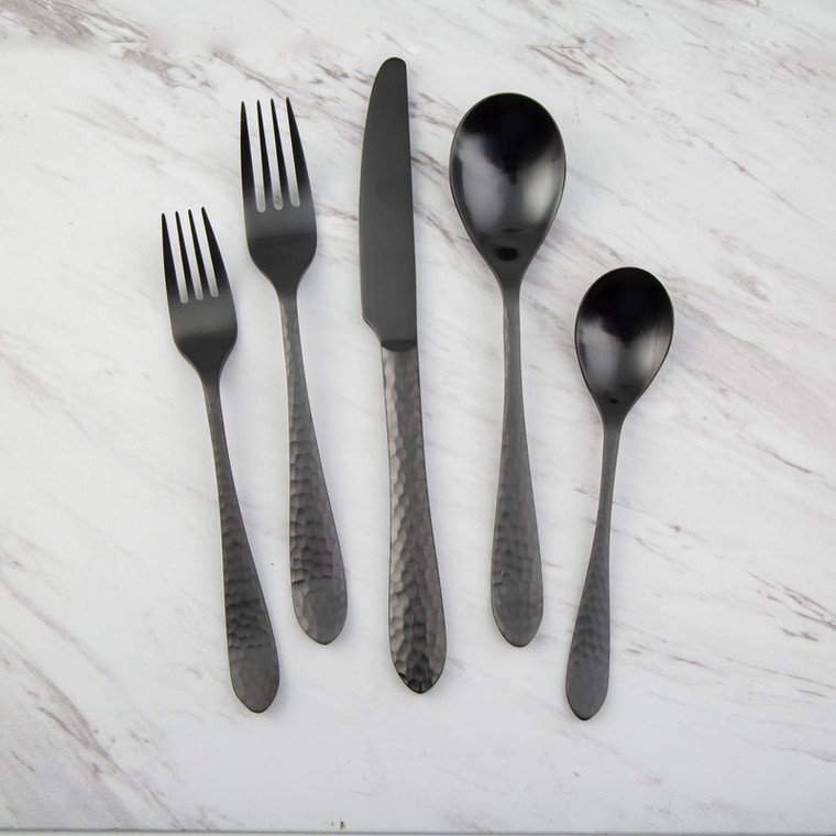 Lenox Ot Colby Hammered/Pvd-Bk/Sat 18/0 Stainless Steel 20-Piece Flatware (Pack Of 3) 502520P641
