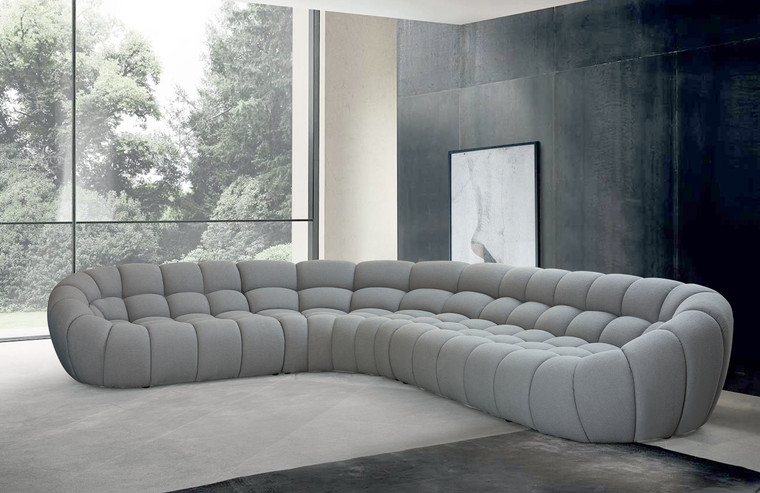VIG Furniture VGEV-2126B-LGRY-SECT Divani Casa Yolonda - Modern Light Grey Curved Sectional Sofa