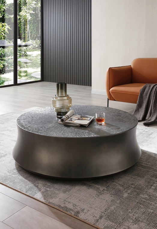 VIG Furniture VGVC-CT2169-1 Modrest Airdrie - Modern Antique Grey Large Round Coffee Table