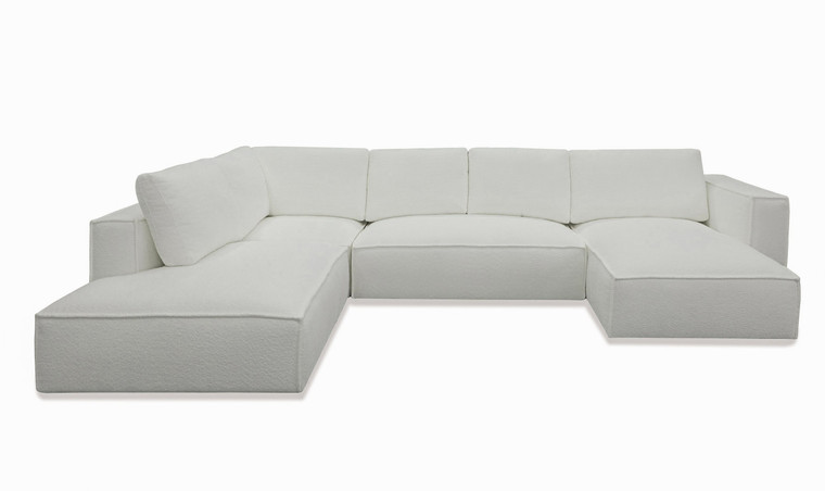 VIG Furniture VGSX-F22053-RAF-WHT Divani Casa Lulu - Modern White Fabric Modular Sectional Sofa With Right Facing Chaise