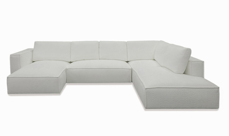 VIG Furniture VGSX-F22053-LAF-WHT Divani Casa Lulu - Modern White Fabric Modular Sectional Sofa With Left Facing Chaise