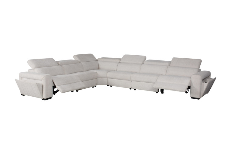 VIG Furniture VGMB-R191-P2-SECT-BGE Divani Casa Gering - Modern Beige Fabric Sectional With 2 Power Recliners