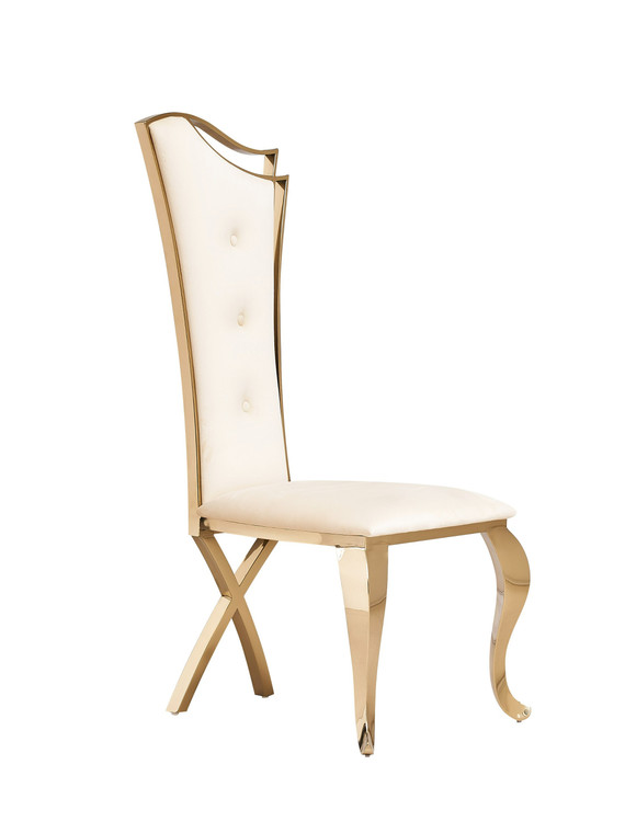 VIG Furniture VGZA-Y906-BGE-GLD Modrest Bonnie - Modern Beige Velvet & Champagne Gold Dining Chair (Set Of 2)