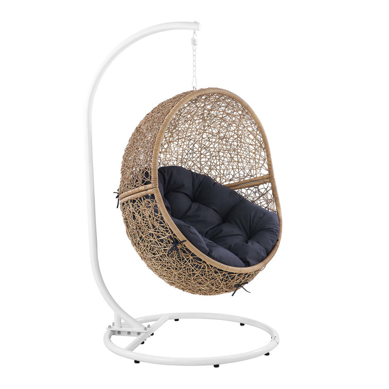 Encase Outdoor Patio Rattan Swing Chair - Cappuccino Navy EEI-6262-CAP-NAV By Modway Furniture
