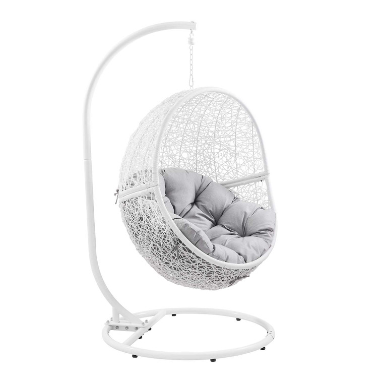 Encase Outdoor Patio Rattan Swing Chair - White Gray EEI-6262-WHI-GRY By Modway Furniture