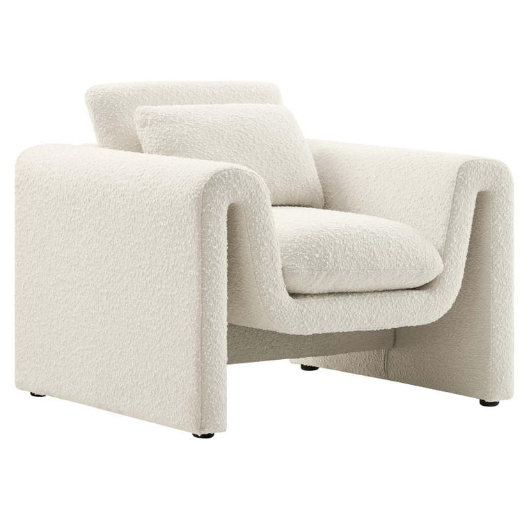 Waverly Boucle Upholstered Armchair - Ivory EEI-6575-IVO By Modway Furniture