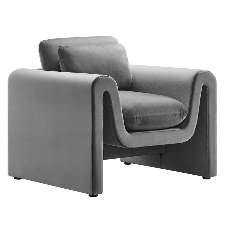 Waverly Performance Velvet Armchair - Gray EEI-6576-GRY By Modway Furniture