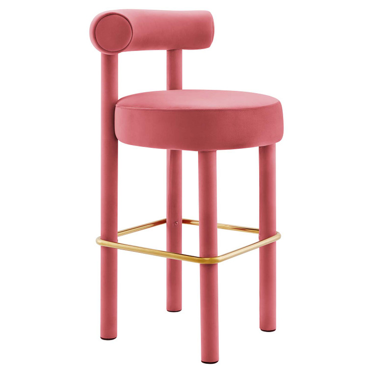 Toulouse Performance Velvet Bar Stool - Blossom Gold EEI-6386-BLO-GLD By Modway Furniture