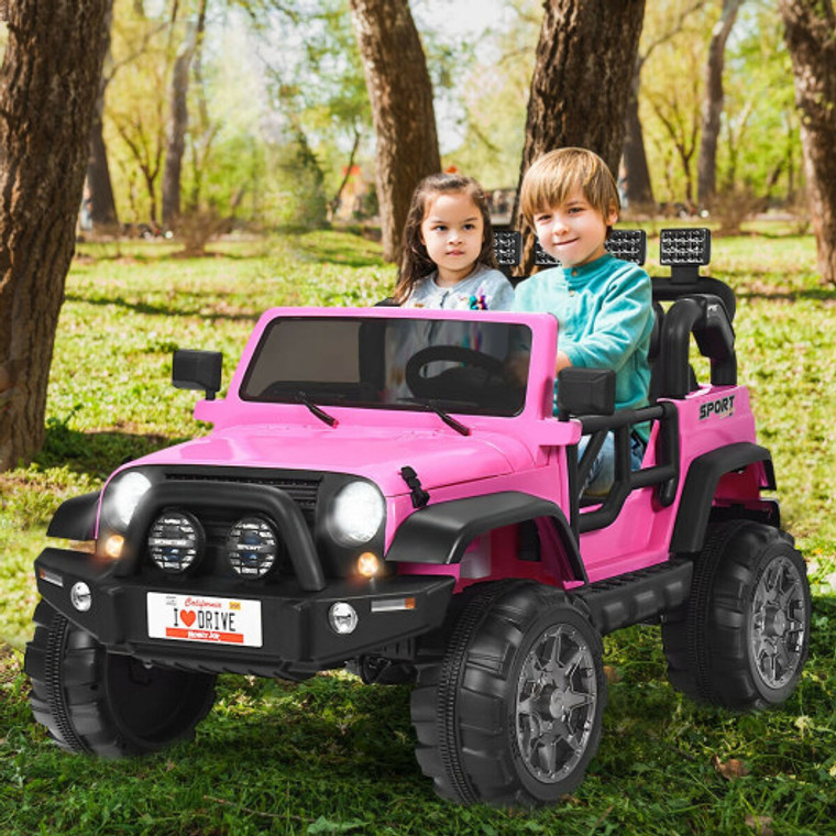 12V 2-Seater Ride On Car Truck With Remote Control And Storage Room-Pink TQ10152US-PI+