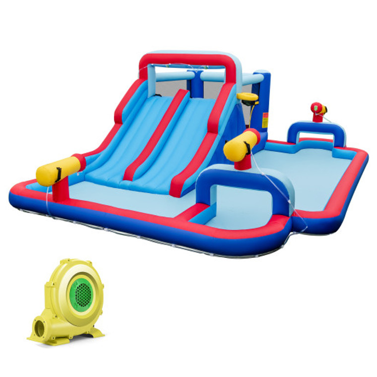 Inflatable Bounce House With 2 Water Slides And 3 Water Cannons With 950W Blower NP11179+EP24684