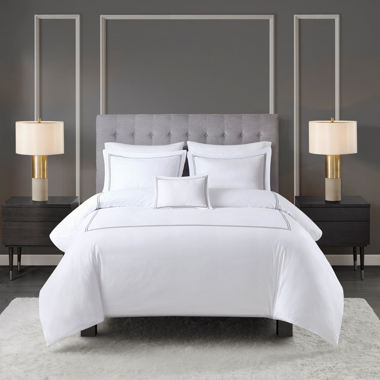 500 Thread Count Luxury Collection 100% Cotton Sateen Embroidered Duvet Cover Set - Full/Queen MPS12-512 By Olliix