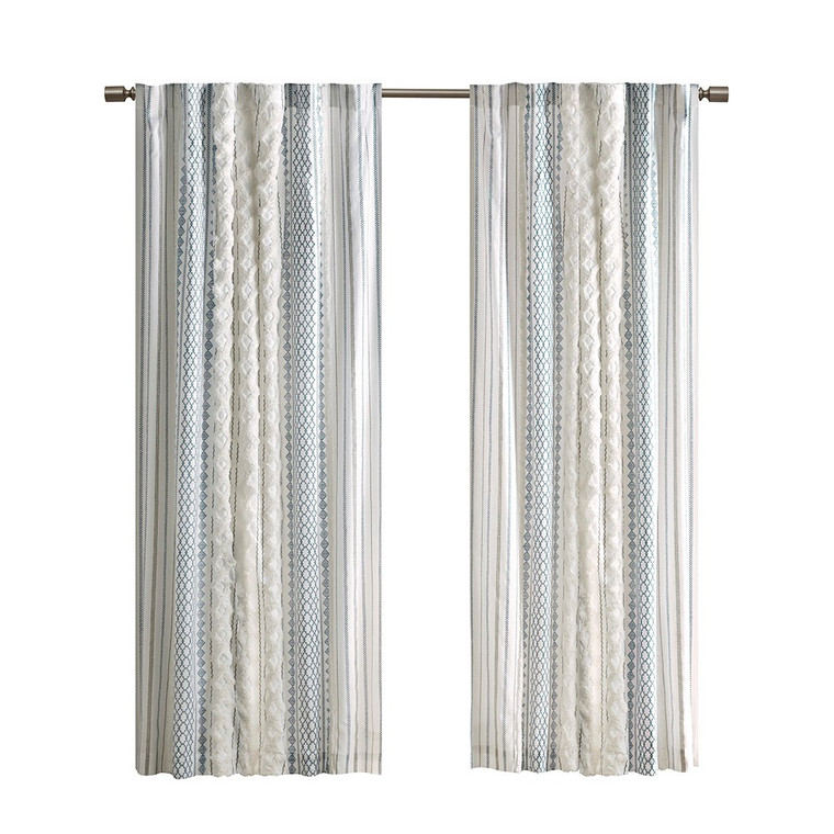 Imani Cotton Printed Curtain Panel With Chenille Stripe And Lining II40-1294 By Olliix