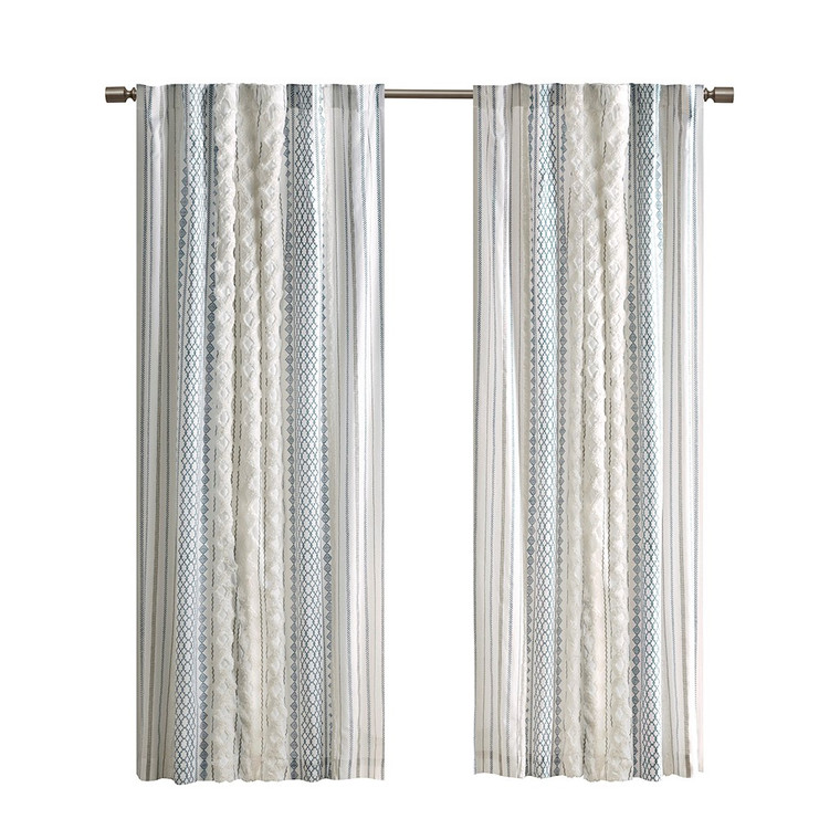 Imani Cotton Printed Curtain Panel With Chenille Stripe And Lining II40-1295 By Olliix