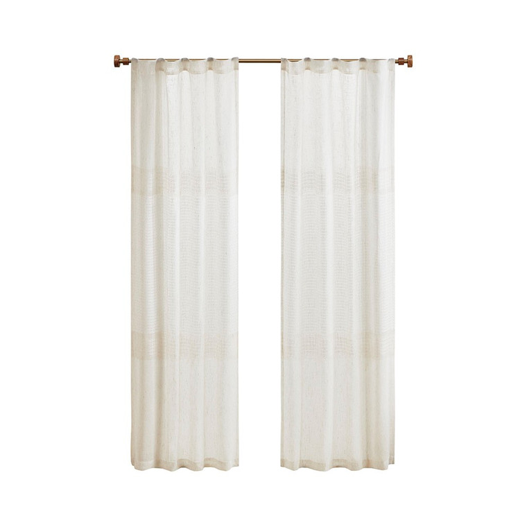 Aida Yarn Dye Sheer Curtain Panel Pair MP40-7935 By Olliix
