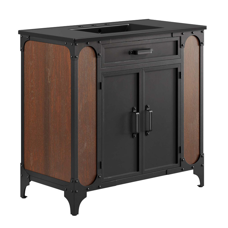 Steamforge 36" Bathroom Vanity - Black Black EEI-6418-BLK-BLK By Modway Furniture