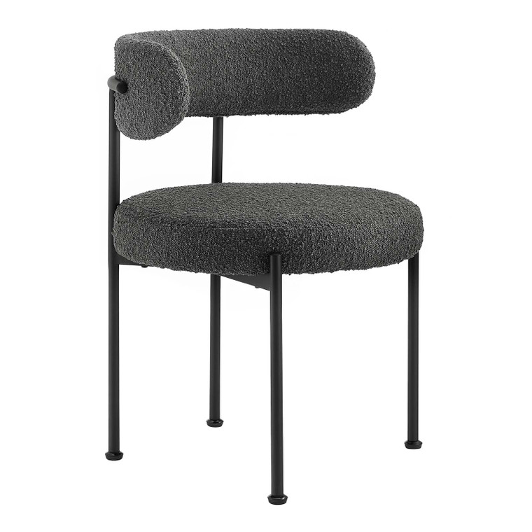 Albie Boucle Fabric Dining Chairs - Set Of 2 - Charcoal Black EEI-6516-CHA-BLK By Modway Furniture