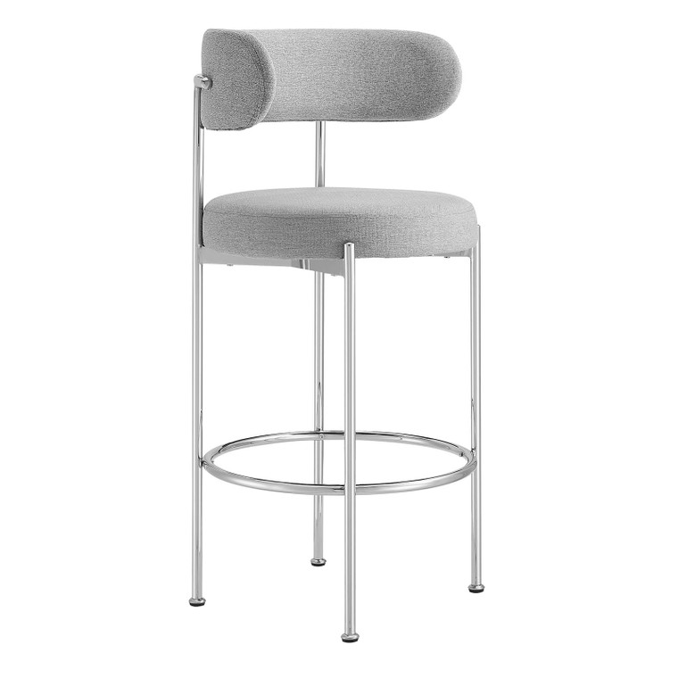 Albie Fabric Bar Stools - Set Of 2 - Gray Silver EEI-6521-GRY-SLV By Modway Furniture