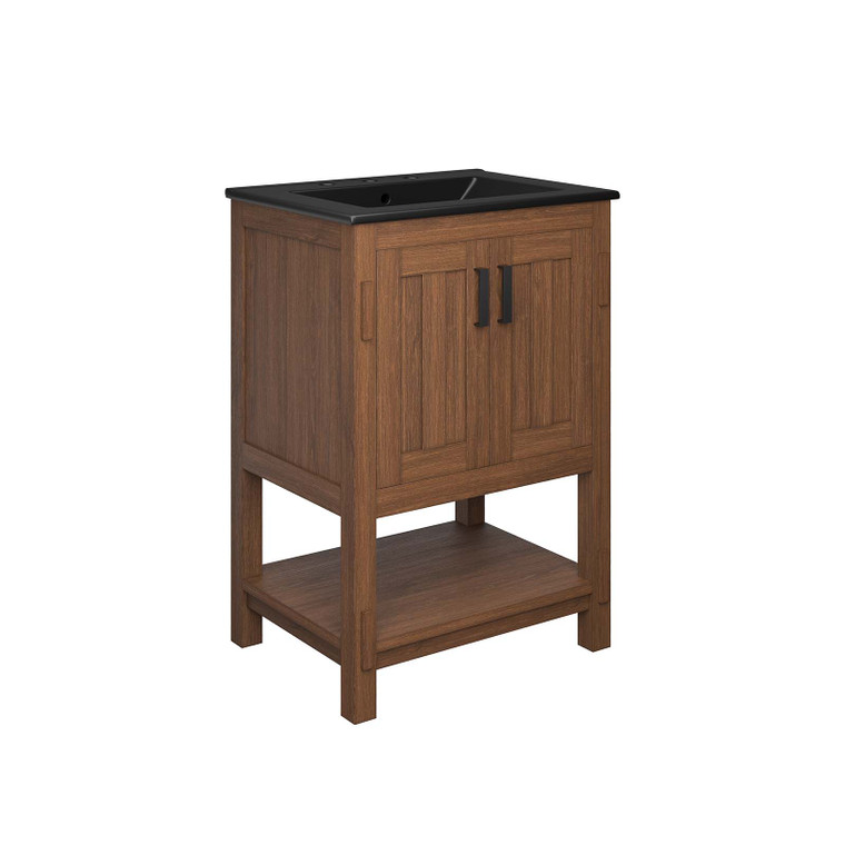 Ashlyn 24" Wood Bathroom Vanity - Walnut Black EEI-6534-WAL-BLK By Modway Furniture
